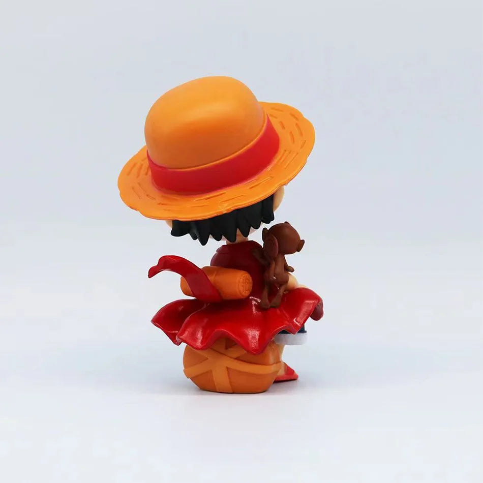 5.1" Laughing Luffy Figure – One Piece PVC Chibi Sitting Statue
