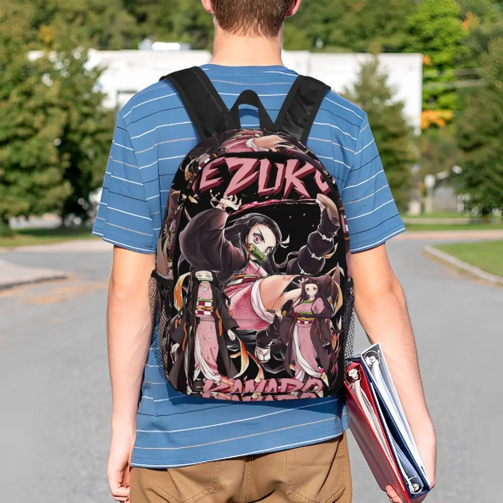 Nezuko Kimono Demon Slayer Backpack Large Capacity Boys Girls BookBag