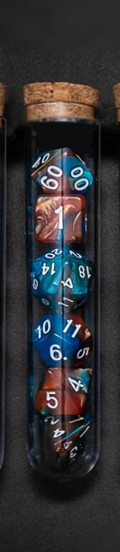 Transparent Polyhedral D&D Dice Set 7 Pieces RPG Fantasy Potion Flask