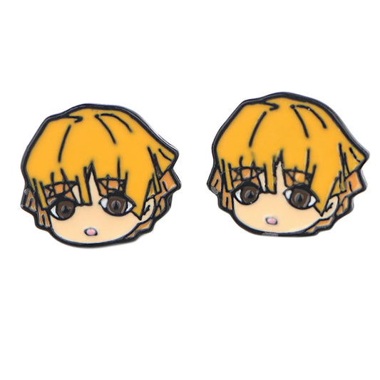 Demon Slayer Zenitsu Agatsuma Stud Earrings – Enamel Cosplay Pair