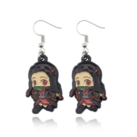 Demon Slayer | Nezuko Kamado Chibi Drop Earrings – Lightweight Zinc-Alloy Cosplay Jewelry