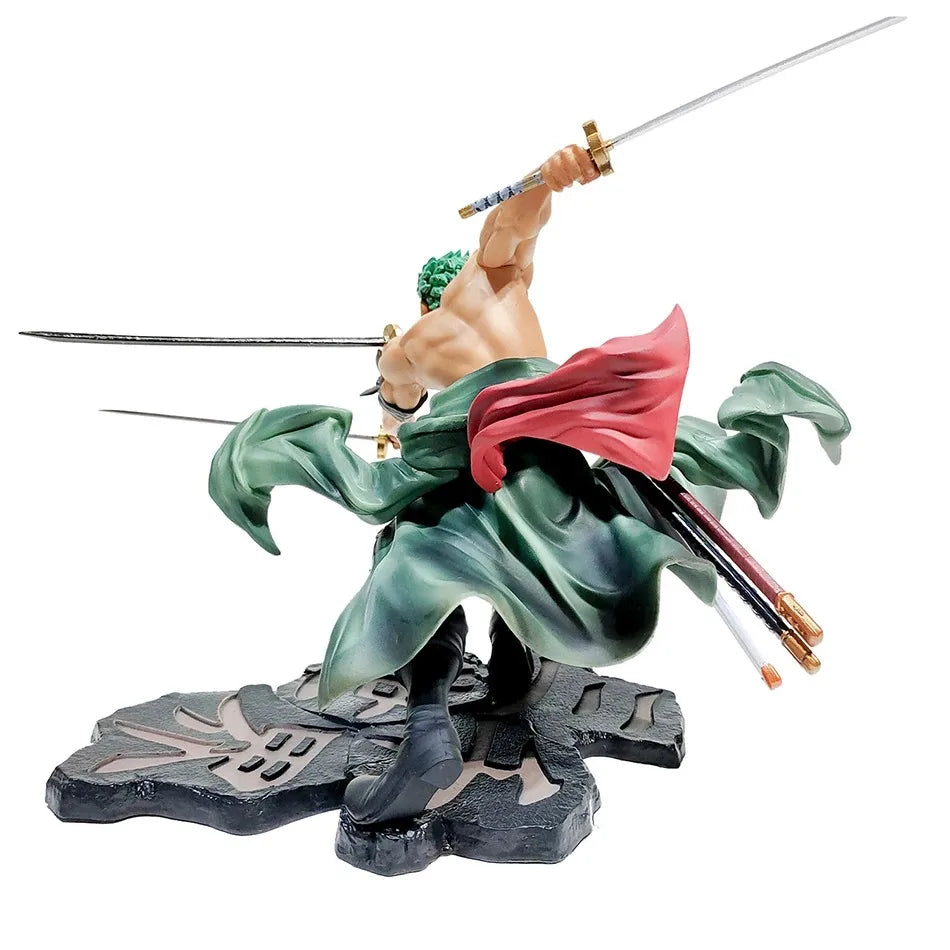18CM One Piece Luffy Zoro Three-Blade PVC Action Figure Model Collectible