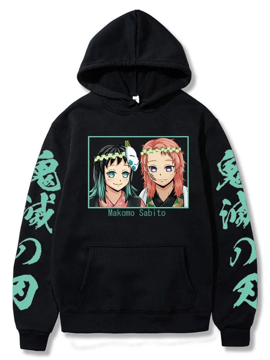 Makomo & Sabito Tribute Demon Slayer Hoodie – Black Edition (Unisex)