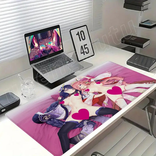 NSFW Genshin Anime Duo Mouse Pad XXL Hentai Desk Mat Sexy Girls Rubber Base R18 Playmat