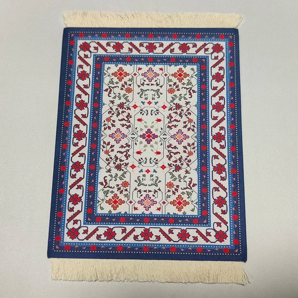 Woven Flower Persian Carpet Small Coaster Non-Slip Mouse Pad Desk Mat