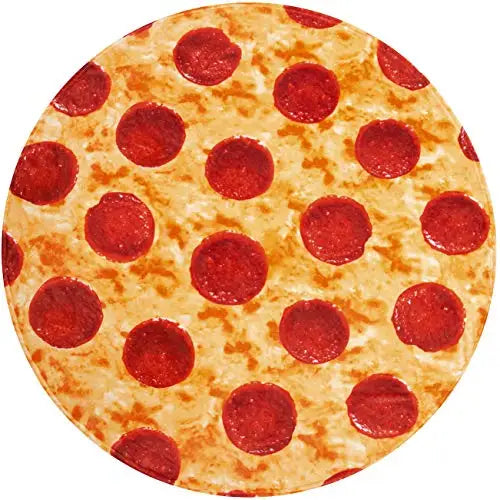 Pepperoni Pizza Blanket – Round Flannel Food Throw for Adults & Kids