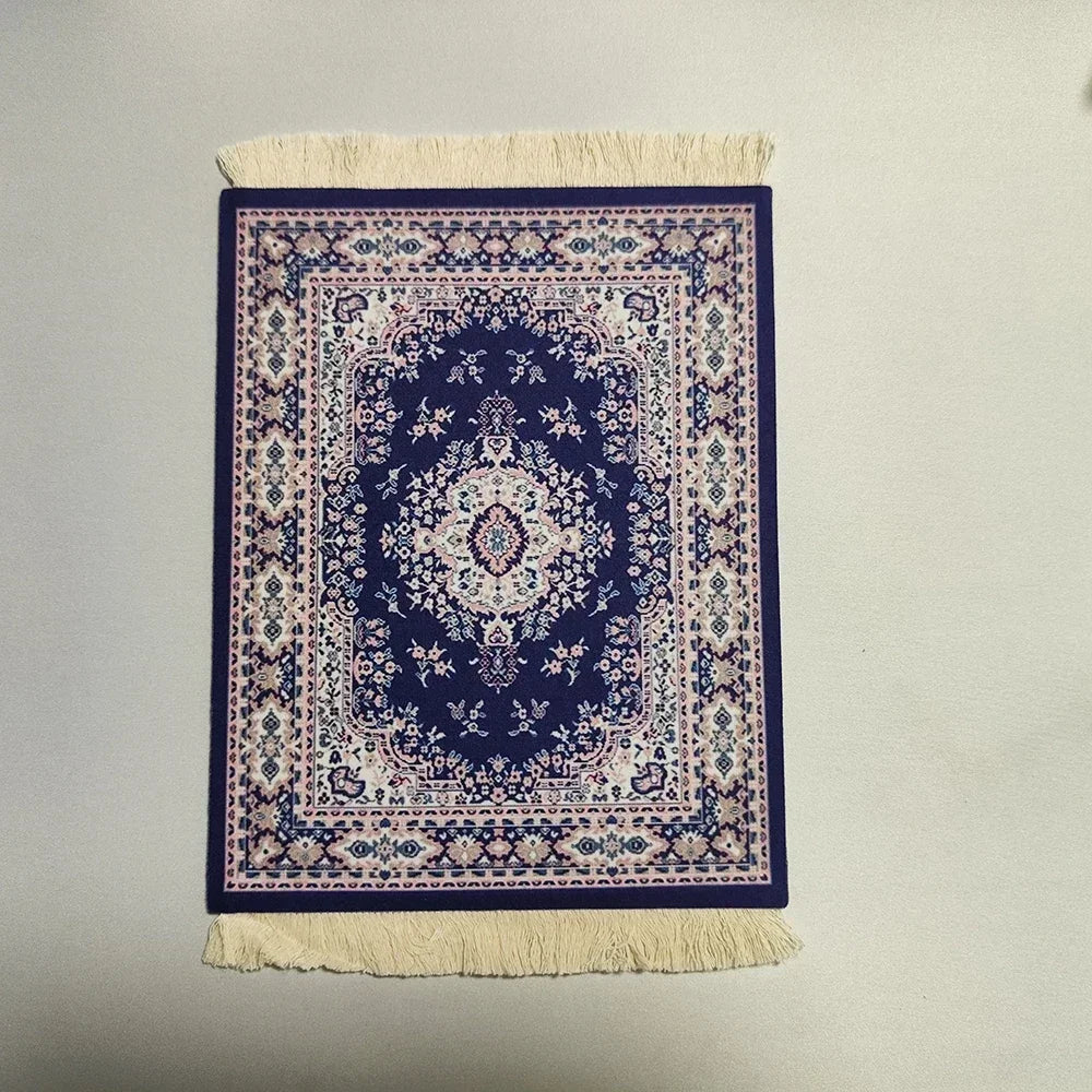 Woven Flower Persian Carpet Small Coaster Non-Slip Mouse Pad Desk Mat