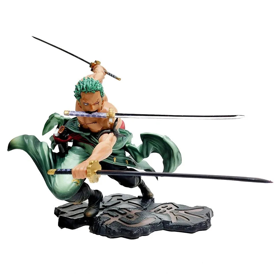 18CM One Piece Luffy Zoro Three-Blade PVC Action Figure Model Collectible