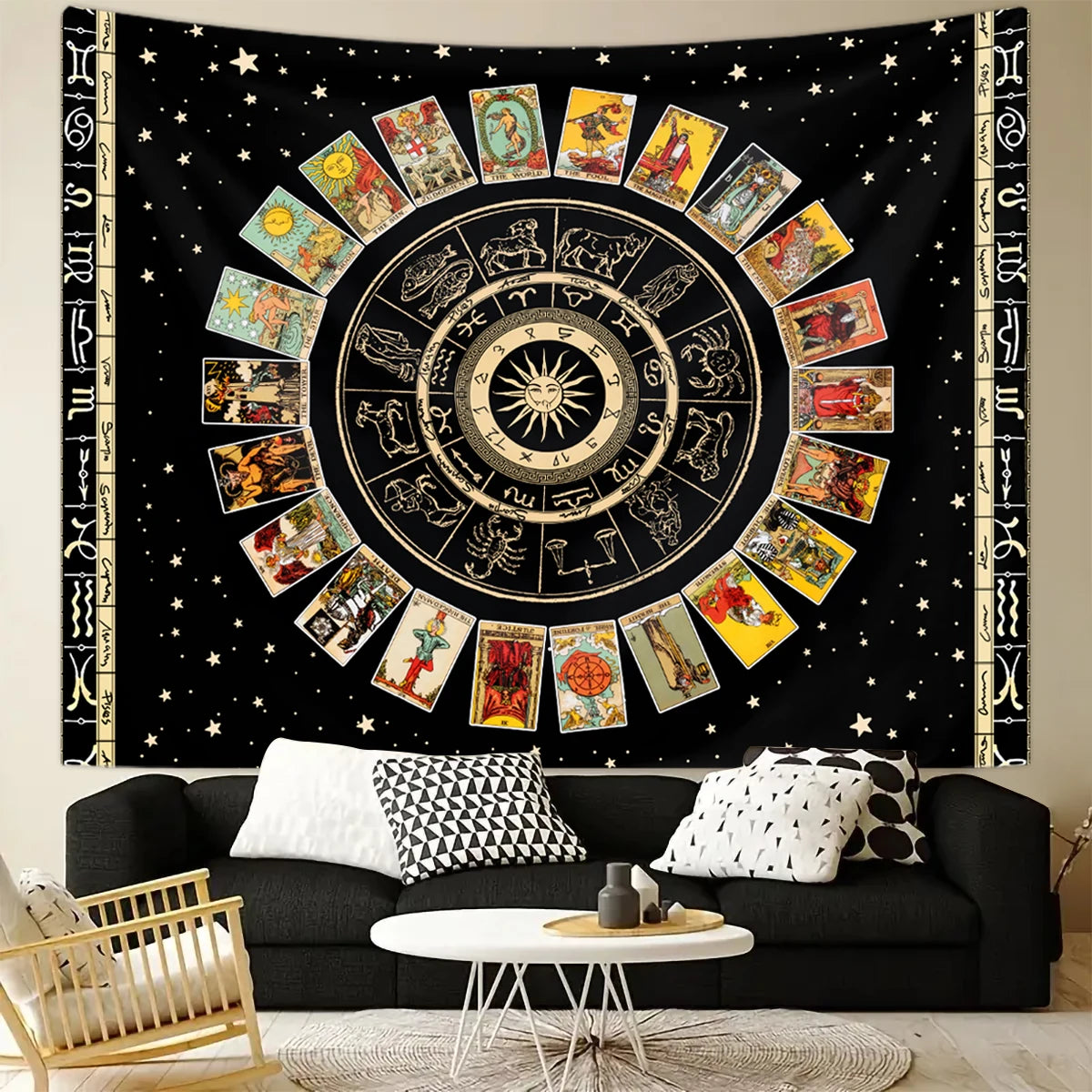 **** 1pc Tarot Card Tapestry Twelve Constellations Sun Moon Starry Sky