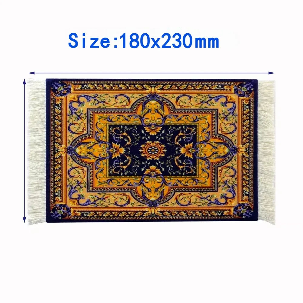 Woven Flower Persian Carpet Small Coaster Non-Slip Mouse Pad Desk Mat