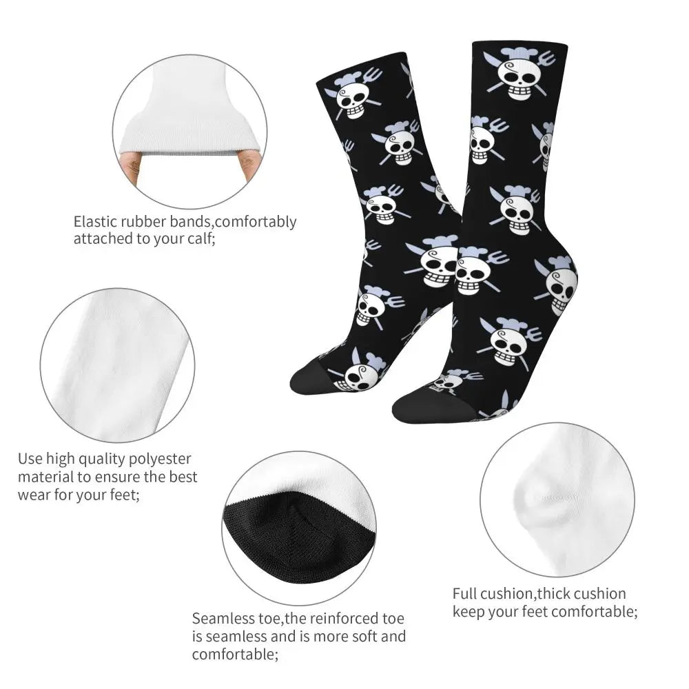 Anime Men's Socks Harajuku Luffy Zoro Trafalgar Law Unisex Crew Socks