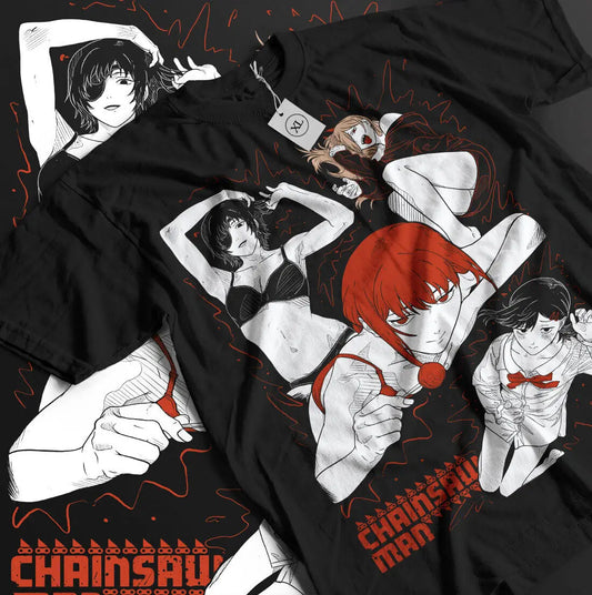 Chainsaw Man Girls Tee – Makima, Power, Kobeni & Reze Graphic T-Shirt (2025 Edition)