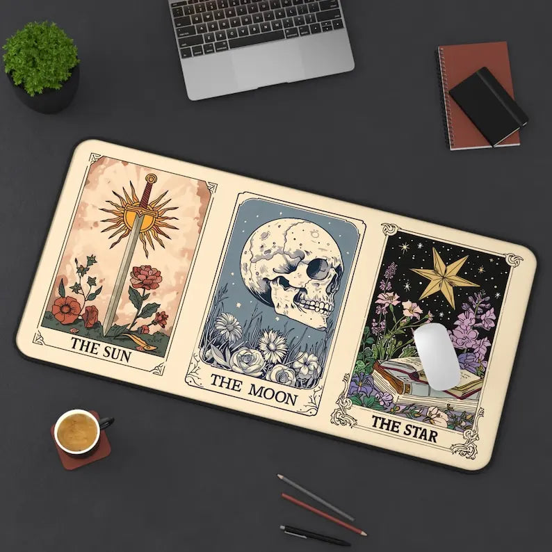 **** Tarot Cards Desk Mat Sun Moon Star Boho Gaming Mouse Pad Office Rug
