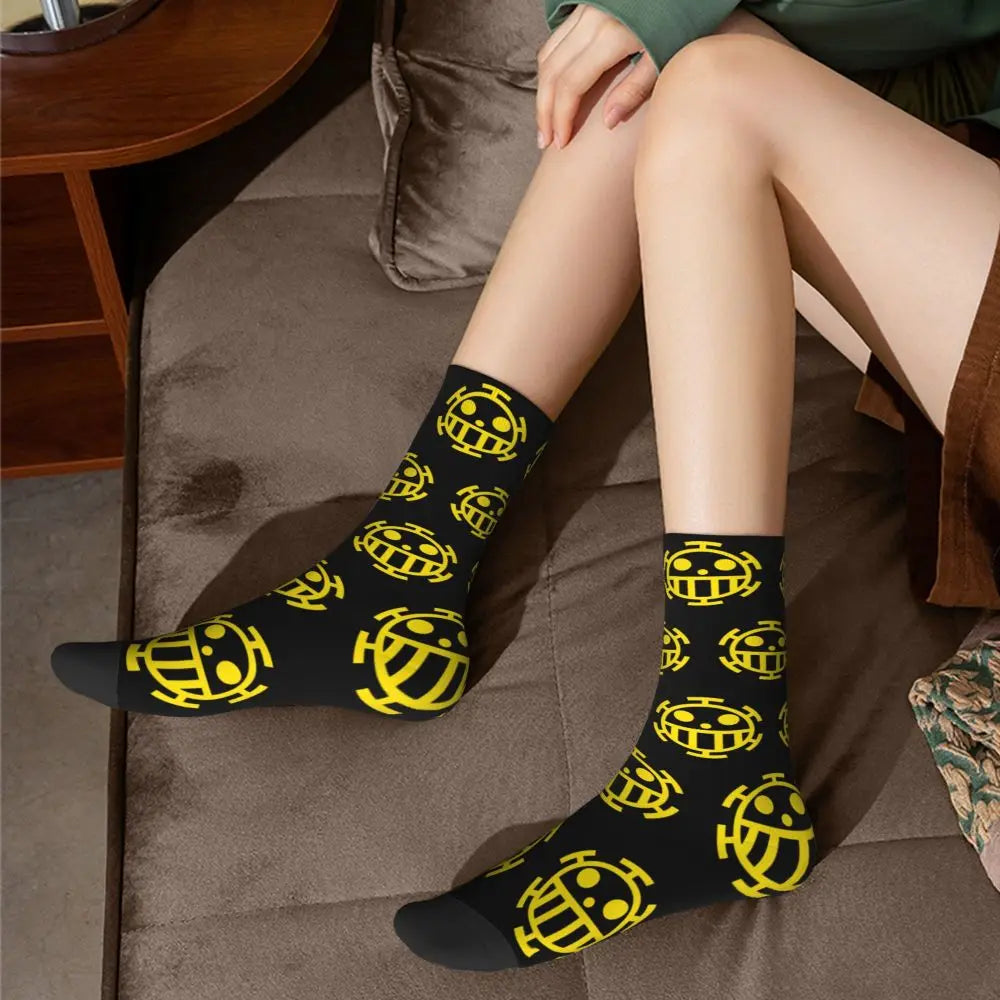 Anime Men's Socks Harajuku Luffy Zoro Trafalgar Law Unisex Crew Socks