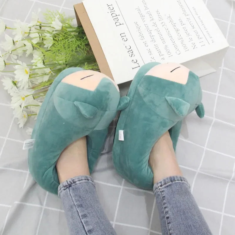 Pokemon Snorlax Plush Slippers Winter Warm Cotton Shoes Couple Gift