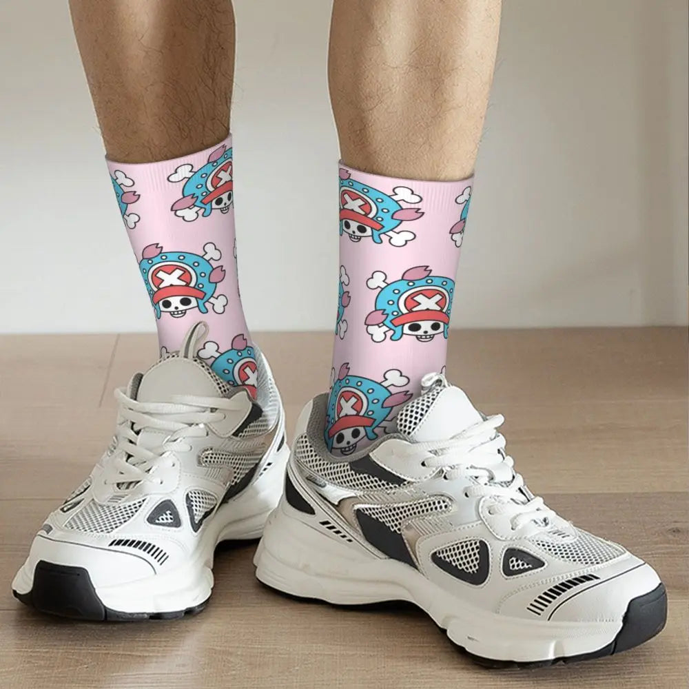 Anime Men's Socks Harajuku Luffy Zoro Trafalgar Law Unisex Crew Socks
