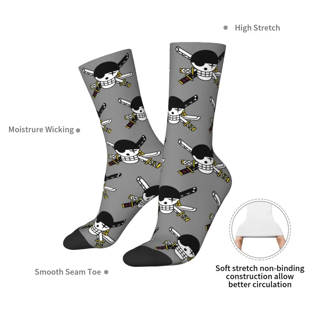 Anime Men's Socks Harajuku Luffy Zoro Trafalgar Law Unisex Crew Socks