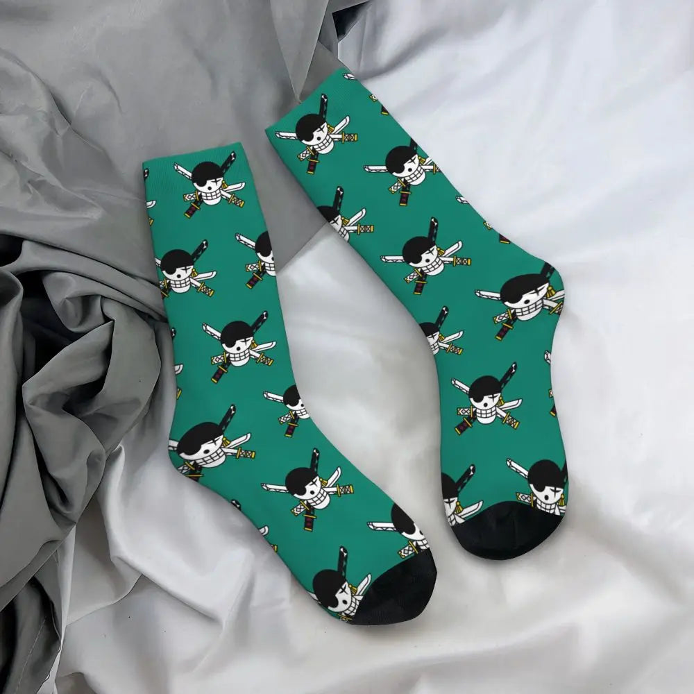 Anime Men's Socks Harajuku Luffy Zoro Trafalgar Law Unisex Crew Socks
