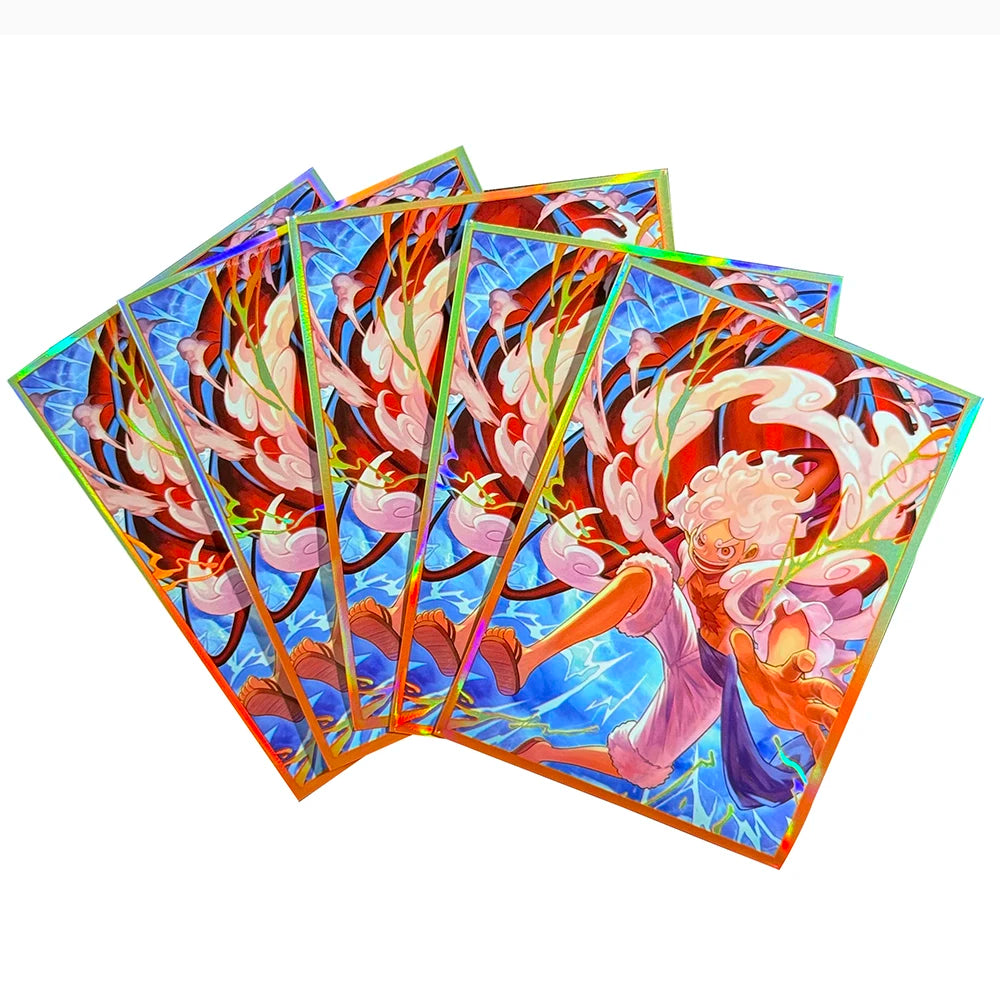 60PCS Luffy Card Sleeves Anime Holographic Foil Trading Card Protectors
