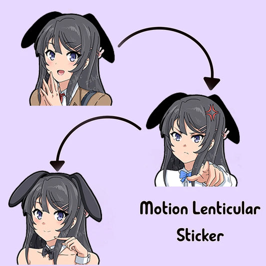 Sakurajima Mai 3D Motion Sticker – Bunny Girl Senpai Anime Lenticular Decal