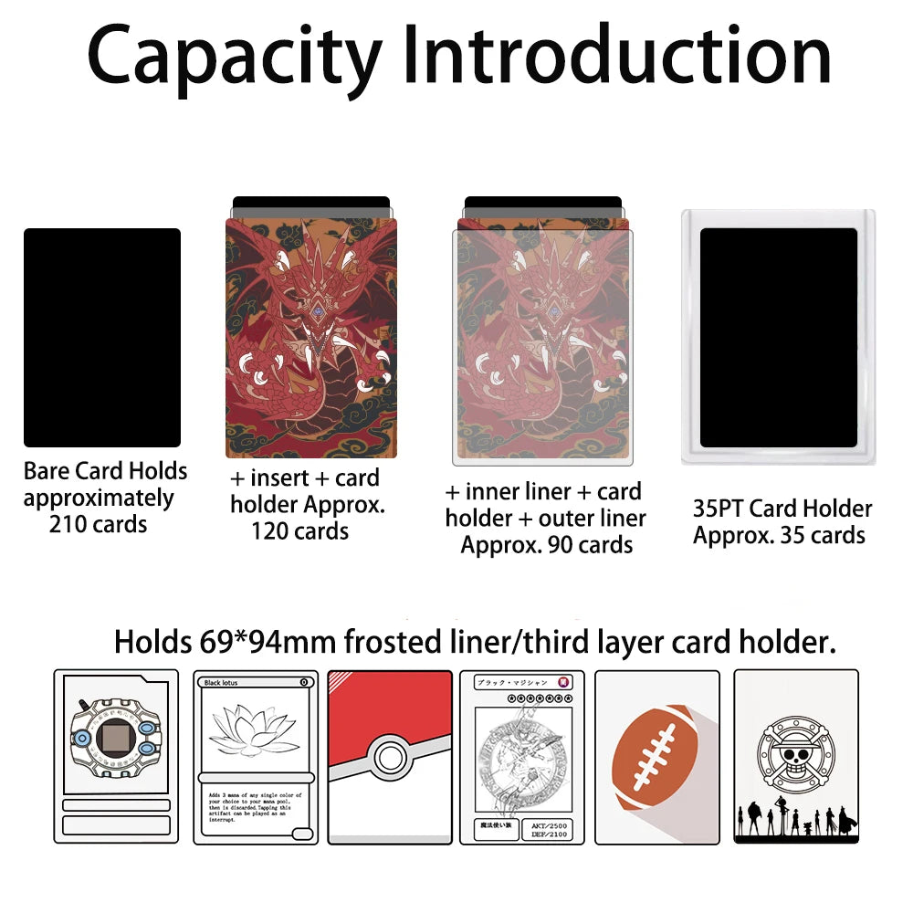 **** TCG 100+ Card Capacity Deck Box Dragon Design Durable Storage for YGO Magic