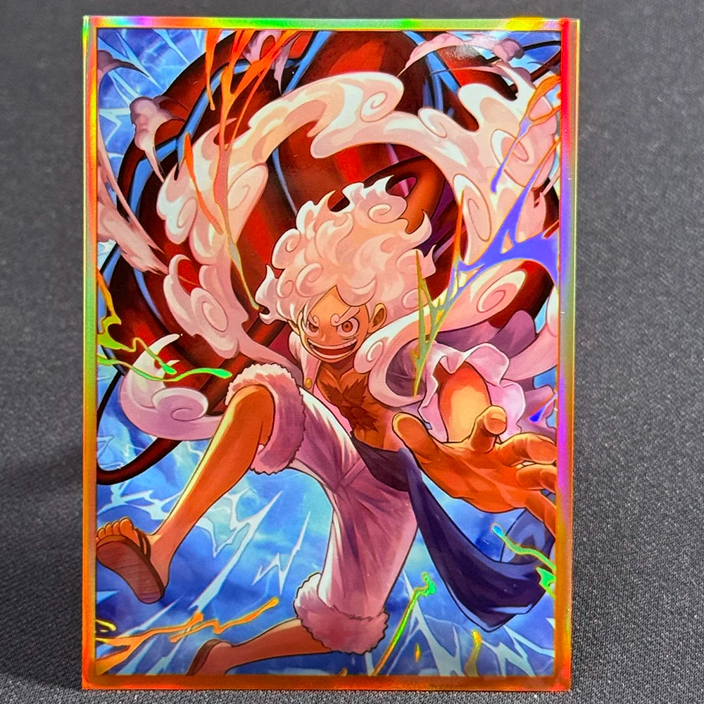 60PCS Luffy Card Sleeves Anime Holographic Foil Trading Card Protectors