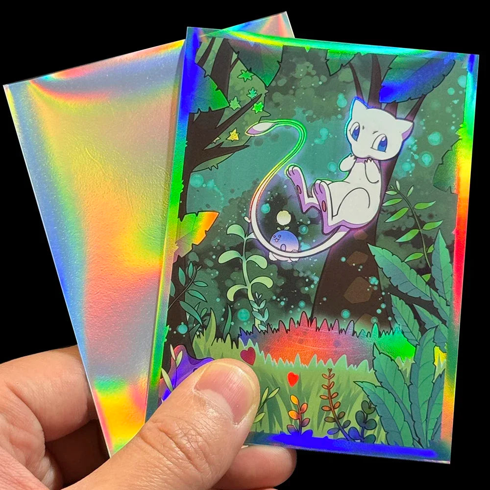 60PCS Holographic Mewtwo Card Sleeves PTCG Protective Covers 67x92mm
