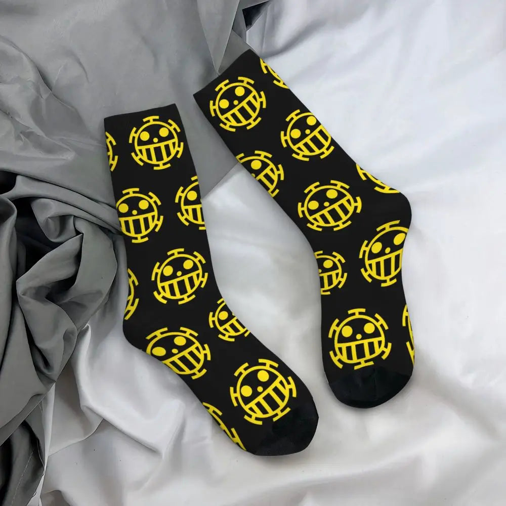 Anime Men's Socks Harajuku Luffy Zoro Trafalgar Law Unisex Crew Socks