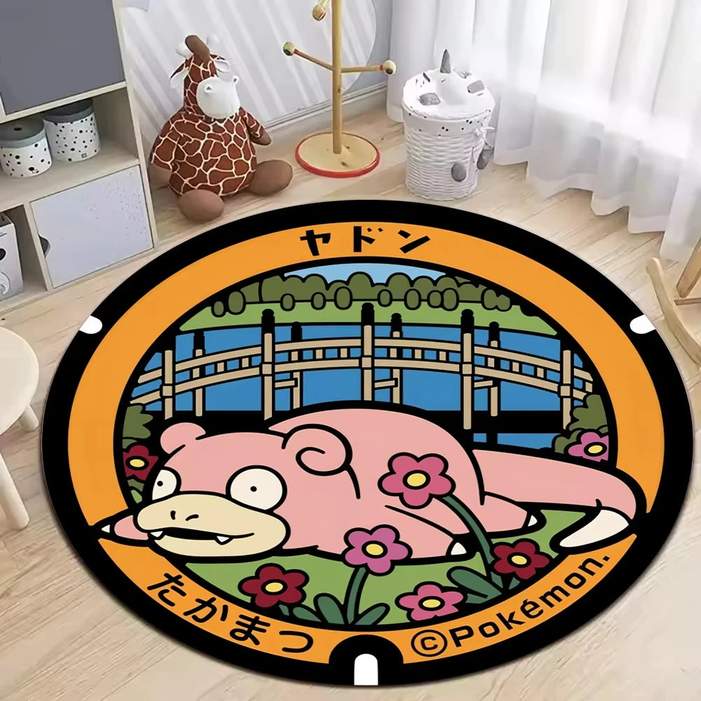 **** MINISO Pokemon Elves Round Rug Soft Non-Slip Mat for Living Room Bedroom