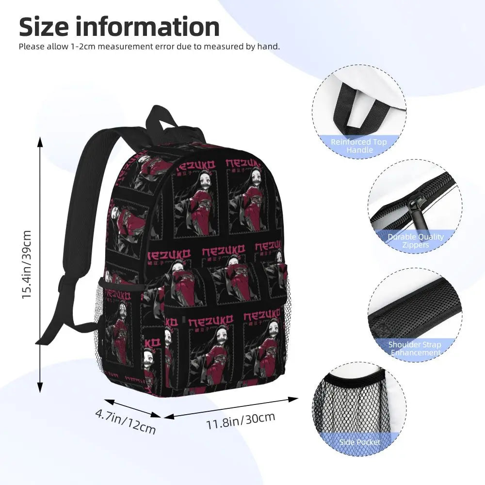 Nezuko Kimono Demon Slayer Backpack Large Capacity Boys Girls BookBag
