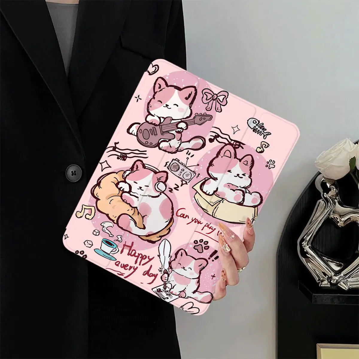 Musical Cat Smart Case for iPad 10.2 11 12.9 Air Pro 6th 5th 2025