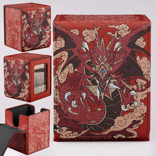 **** TCG 100+ Card Capacity Deck Box Dragon Design Durable Storage for YGO Magic