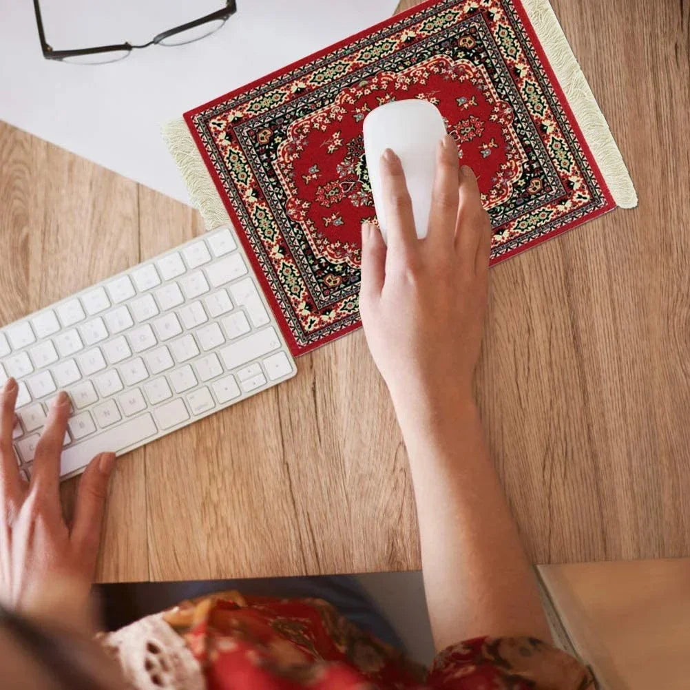 Woven Flower Persian Carpet Small Coaster Non-Slip Mouse Pad Desk Mat