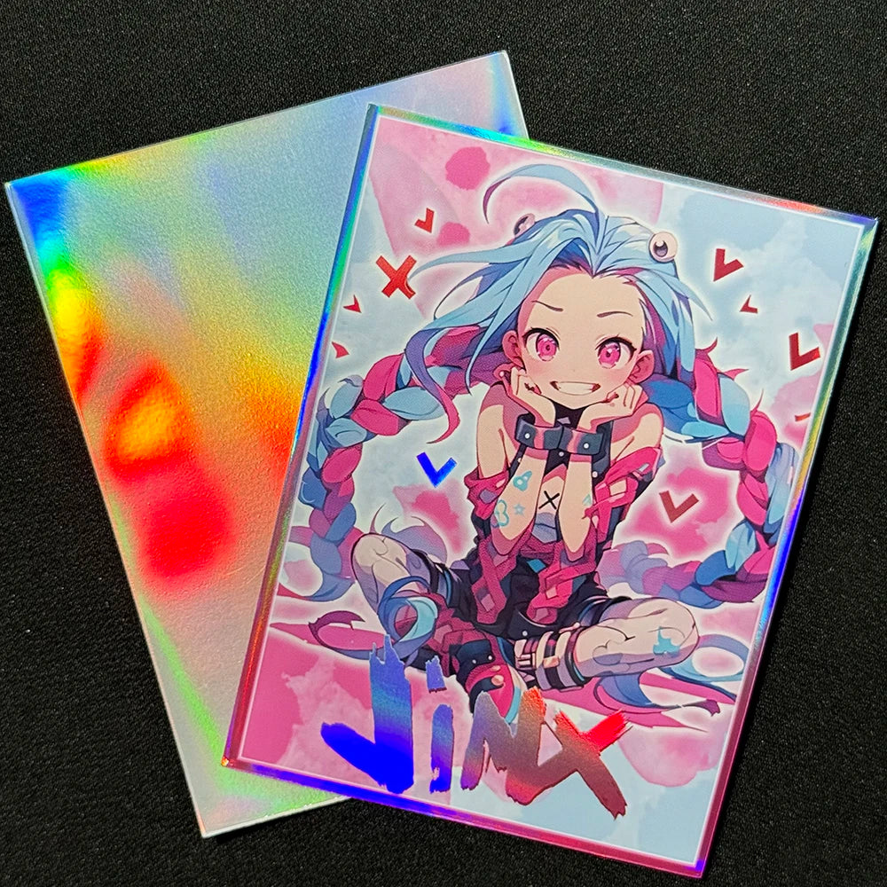 60PCS Jinx Holographic Card Sleeves Trading Card Protectors TCG Anime