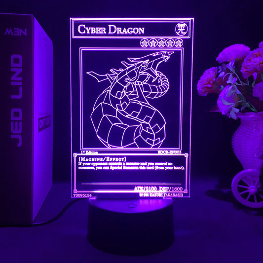 Yu-Gi-Oh! Cyber Dragon LED Night Light – 3D Anime Card Lamp