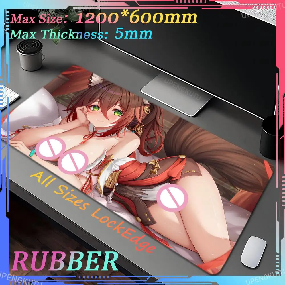 Kitsune Heat XXL Mouse Pad – 23.6x11.8in & 27.6x15.7in – Sexy Fox Girl NSFW Anime Desk Mat