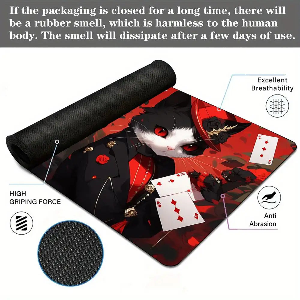 **** Ace of Hearts Cat Design Mouse Pad Desk Mat Rubber Anti-Slip Gaming Mat
