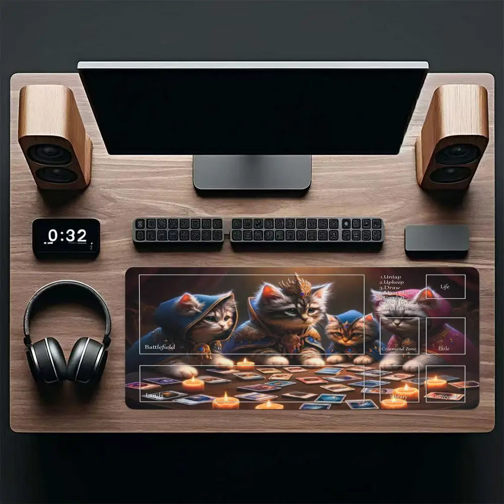 Cat Gaming Mouse Pad Playmat for MTG TCG CCG Card Battles Deskpad
