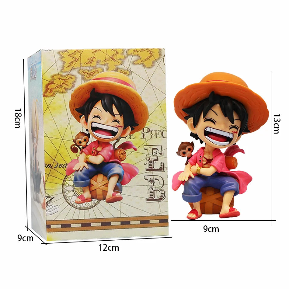 5.1" Laughing Luffy Figure – One Piece PVC Chibi Sitting Statue
