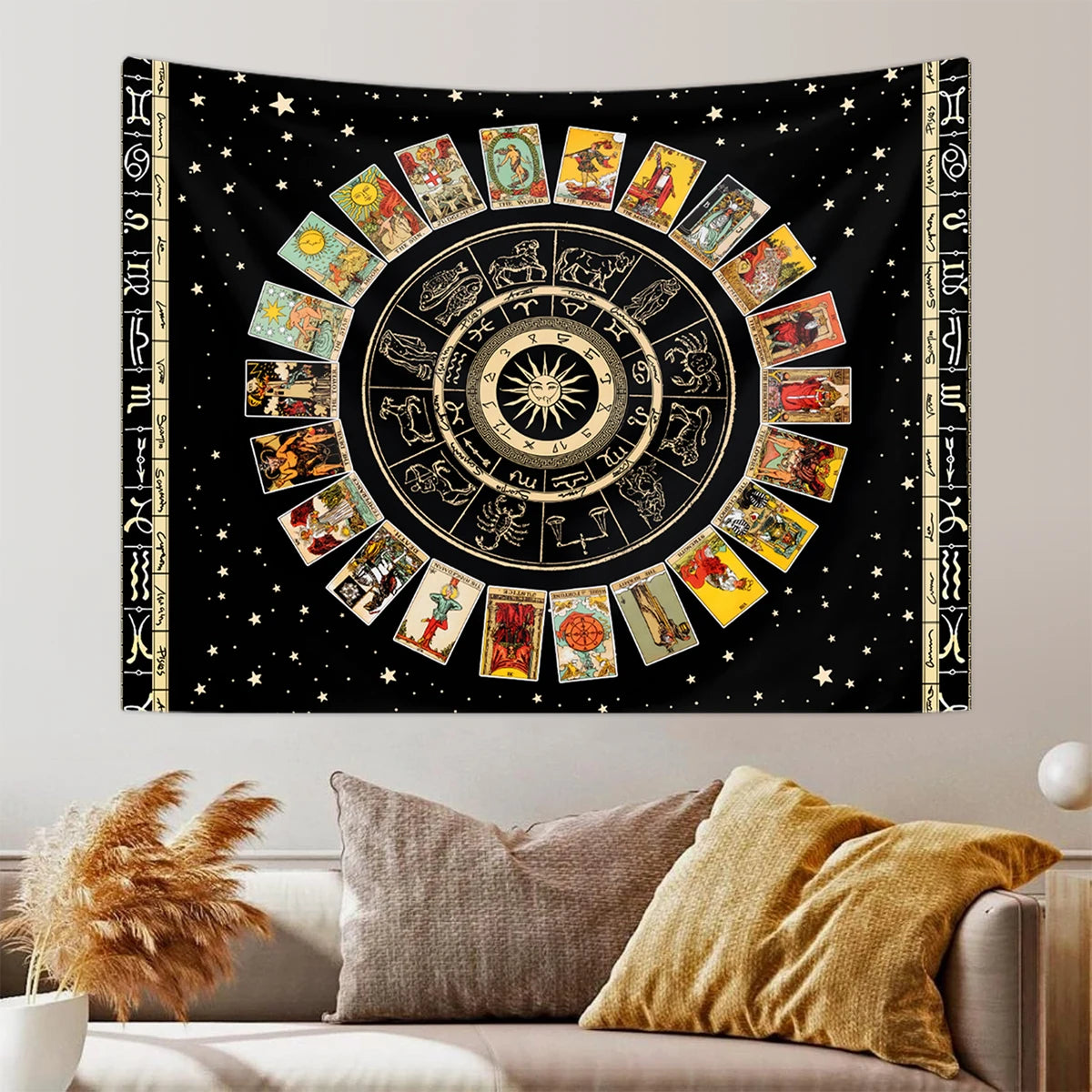**** 1pc Tarot Card Tapestry Twelve Constellations Sun Moon Starry Sky