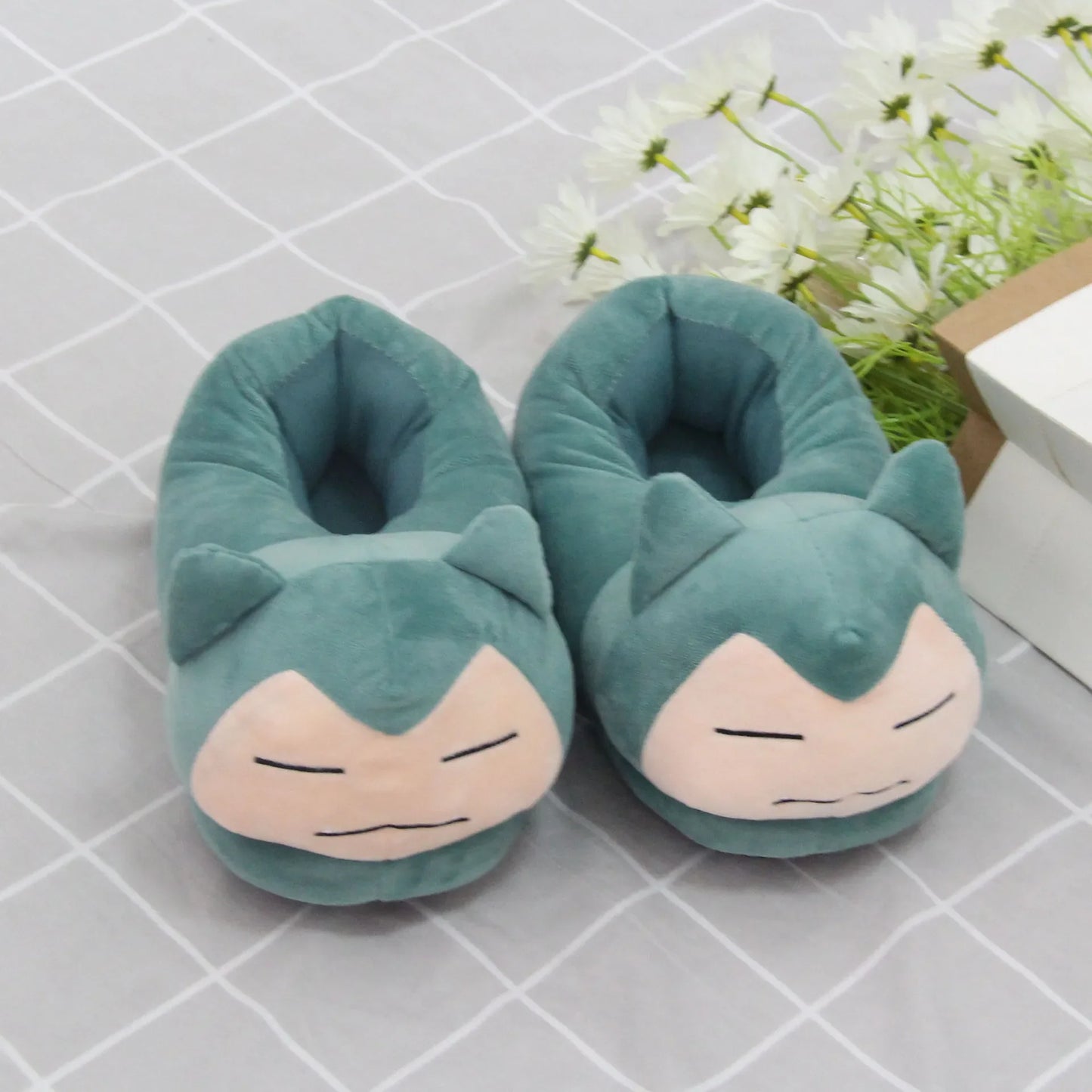 Pokemon Snorlax Plush Slippers Winter Warm Cotton Shoes Couple Gift