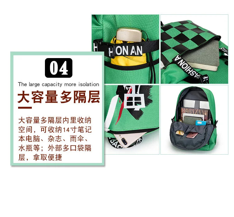 Demon Anime Waterproof Sport Backpack Gym Bag for Men Women Kids