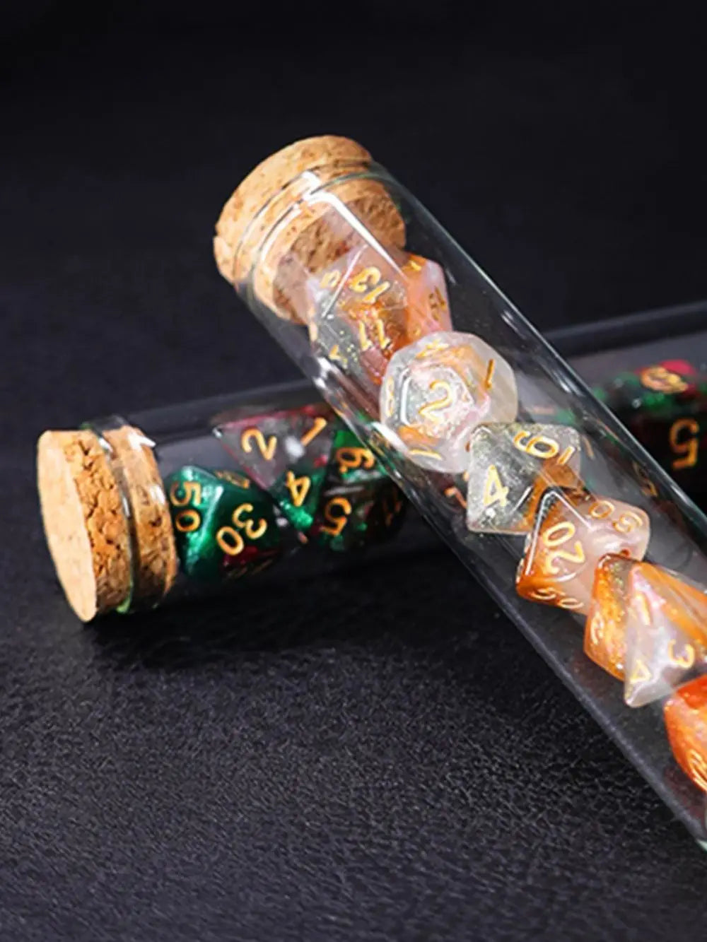 Transparent Polyhedral D&D Dice Set 7 Pieces RPG Fantasy Potion Flask