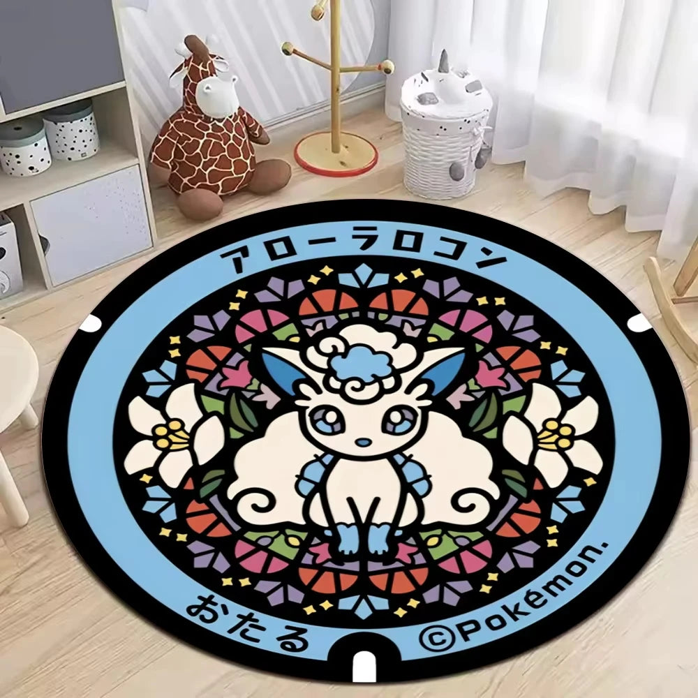 **** MINISO Pokemon Elves Round Rug Soft Non-Slip Mat for Living Room Bedroom