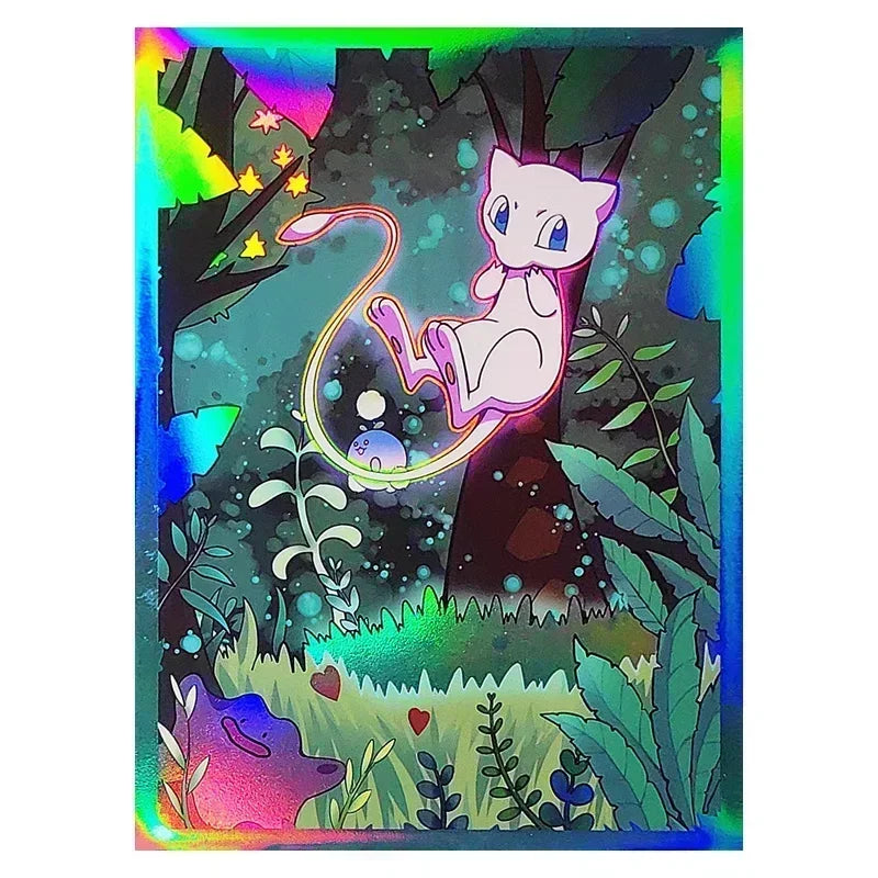 60PCS Holographic Mewtwo Card Sleeves PTCG Protective Covers 67x92mm