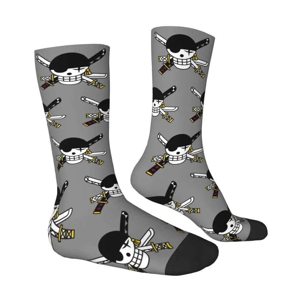 Anime Men's Socks Harajuku Luffy Zoro Trafalgar Law Unisex Crew Socks