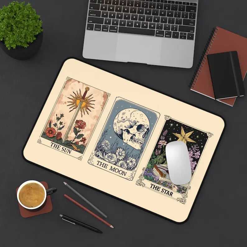 **** Tarot Cards Desk Mat Sun Moon Star Boho Gaming Mouse Pad Office Rug