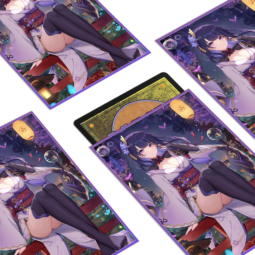60PCS Anime Cartoon Card Sleeves Protector for PTCG PKM Raiden Shogun