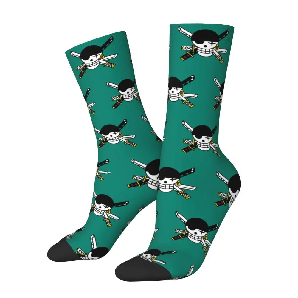 Anime Men's Socks Harajuku Luffy Zoro Trafalgar Law Unisex Crew Socks