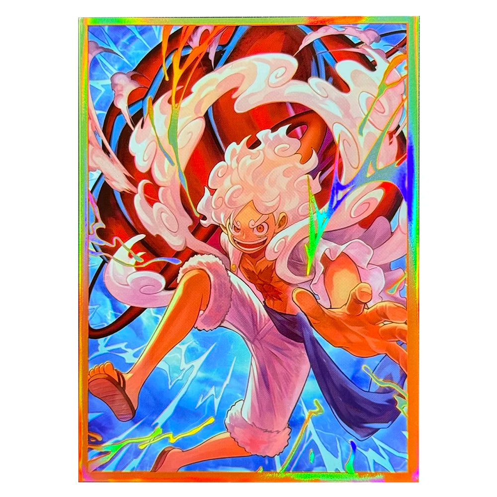 60PCS Luffy Card Sleeves Anime Holographic Foil Trading Card Protectors